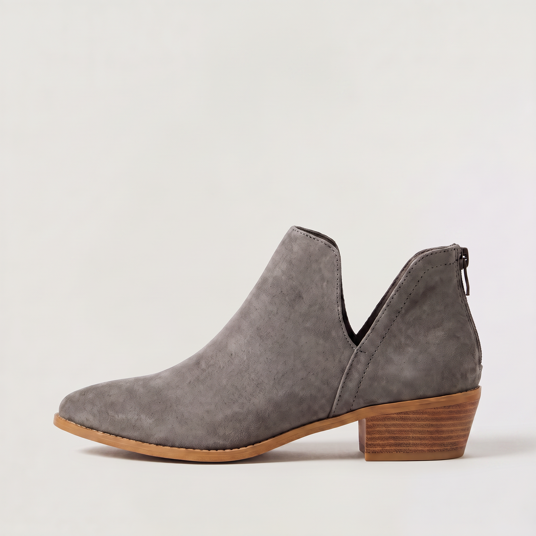 Women's Stylish Low-Cut Leather Ankle Boots