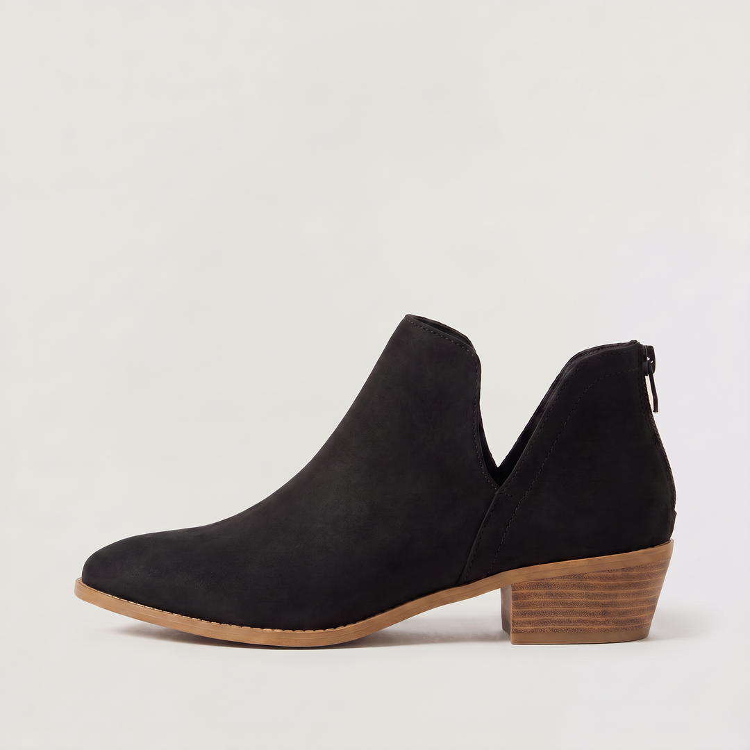Women's Stylish Low-Cut Leather Ankle Boots