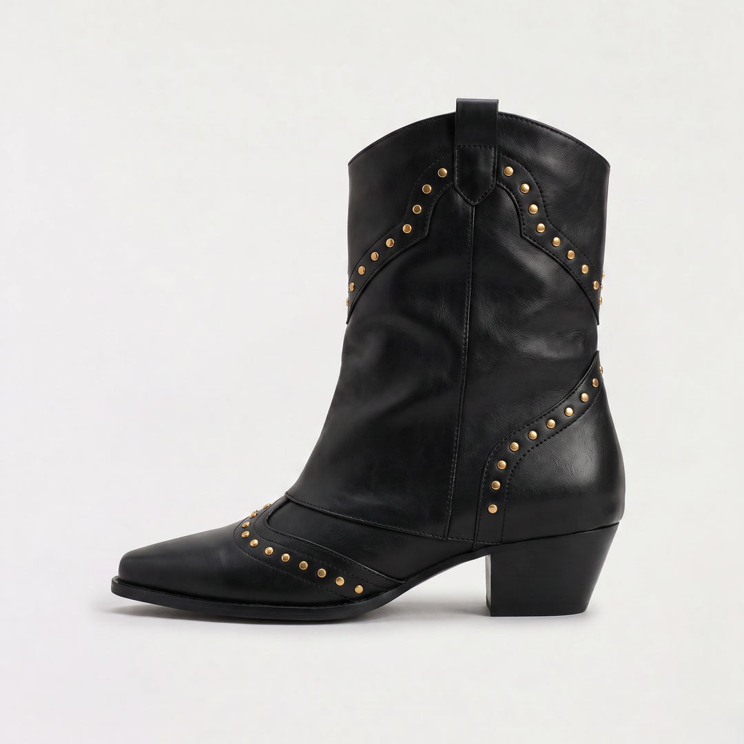 Women's Stylish Leather Studded Western Boots