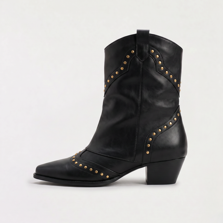 Women's Stylish Leather Studded Western Boots