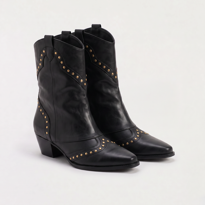 Women's Stylish Leather Studded Western Boots