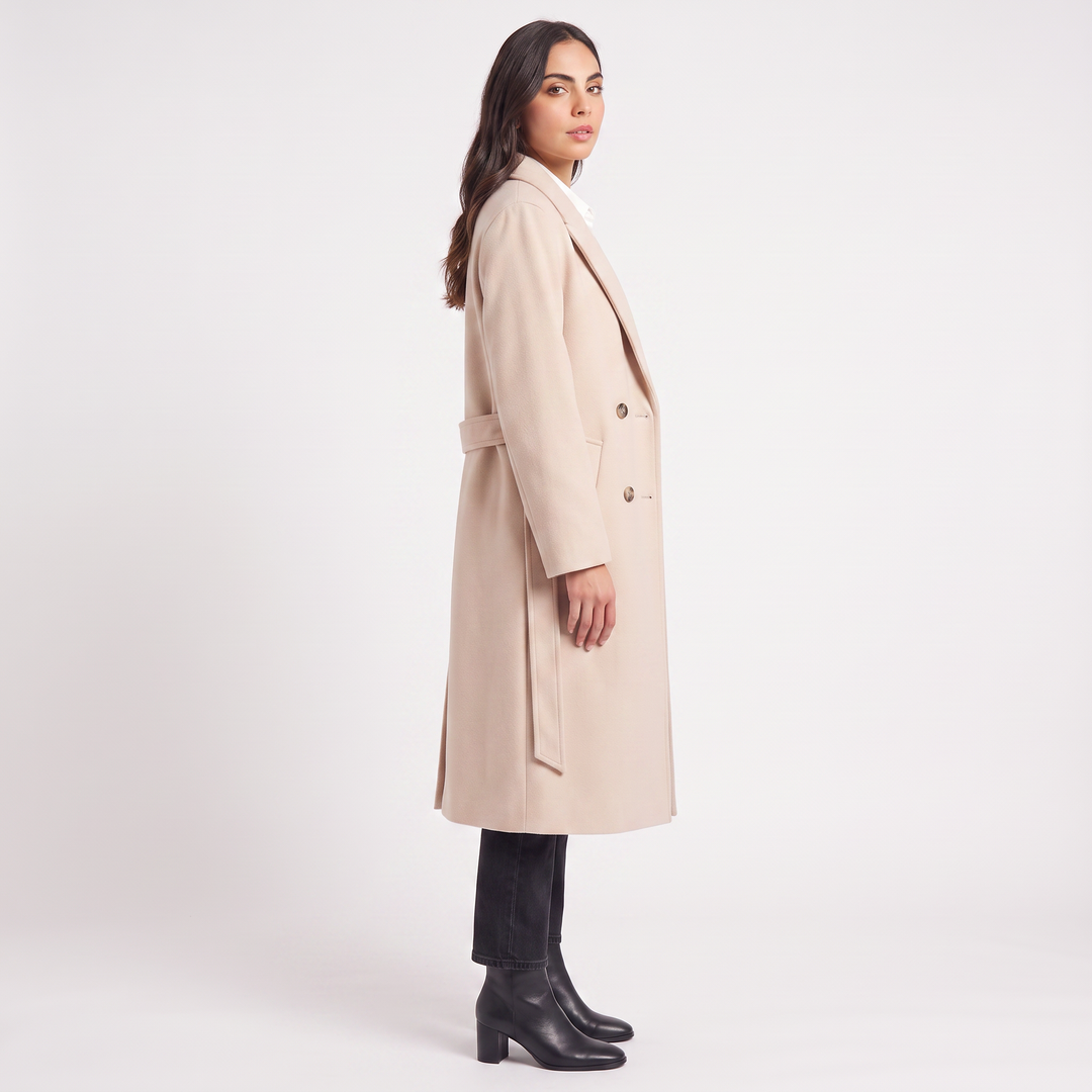 Women's Classic Long Wool Blend Button-Up Coat
