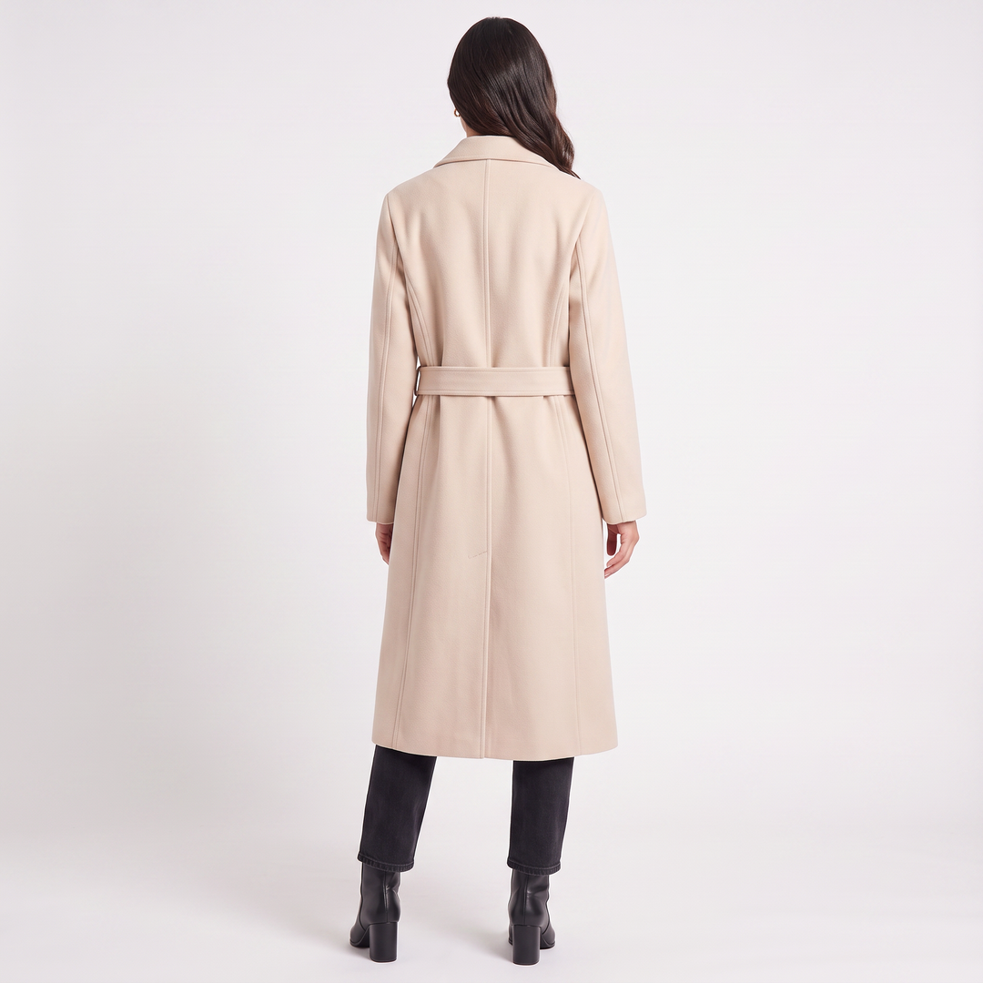 Women's Classic Long Wool Blend Button-Up Coat