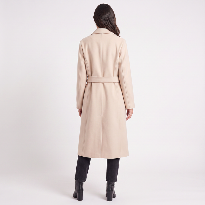 Women's Classic Long Wool Blend Button-Up Coat