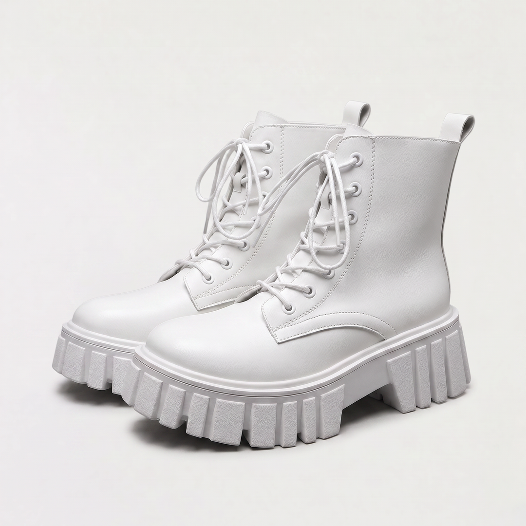 Women's Stylish Leather Lace-Up Combat Boots