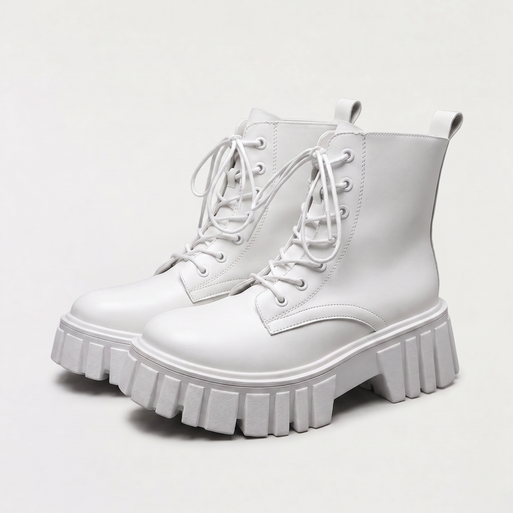Women's Stylish Leather Lace-Up Combat Boots