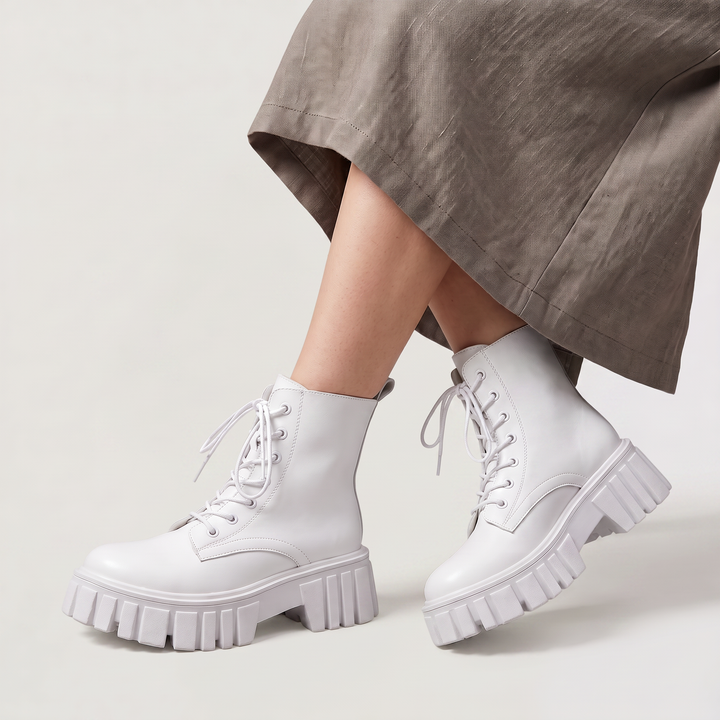 Women's Stylish Leather Lace-Up Combat Boots