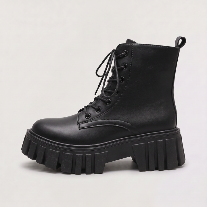 Women's Stylish Leather Lace-Up Combat Boots
