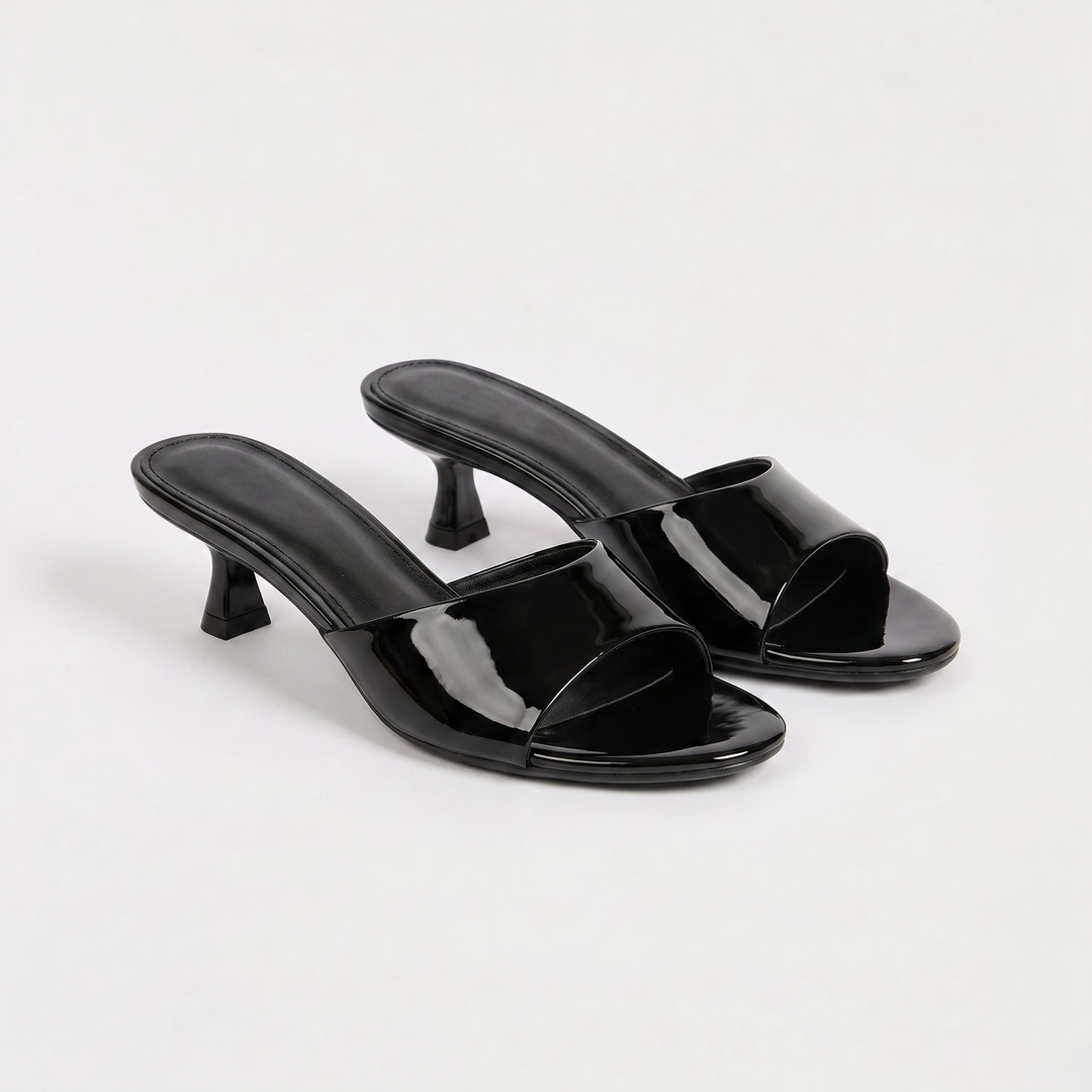 Women's Stylish Open Toe Leather Slide Heels