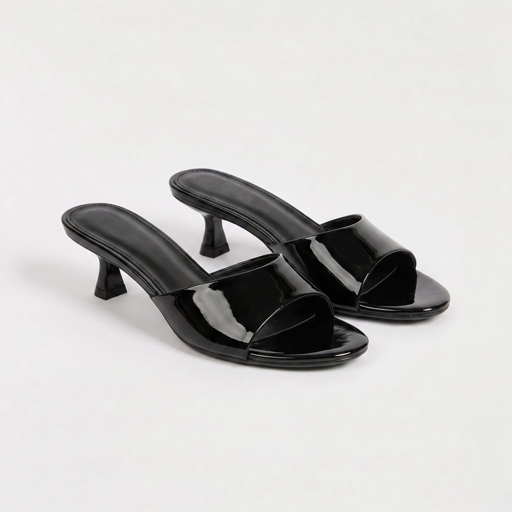 Women's Stylish Open Toe Leather Slide Heels