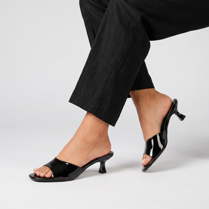 Women's Stylish Open Toe Leather Slide Heels