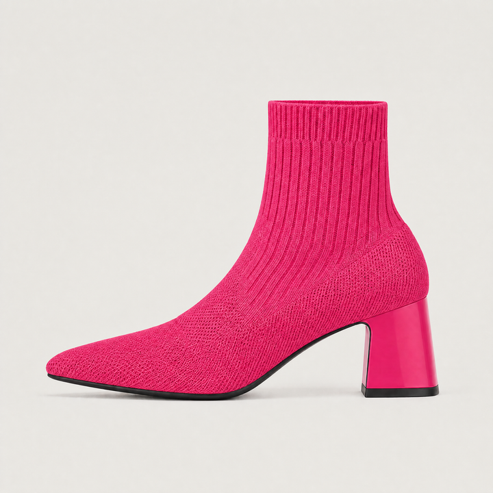 Women's Bohemian Mid-Calf Leather Slip-On Chunky Heel Boots