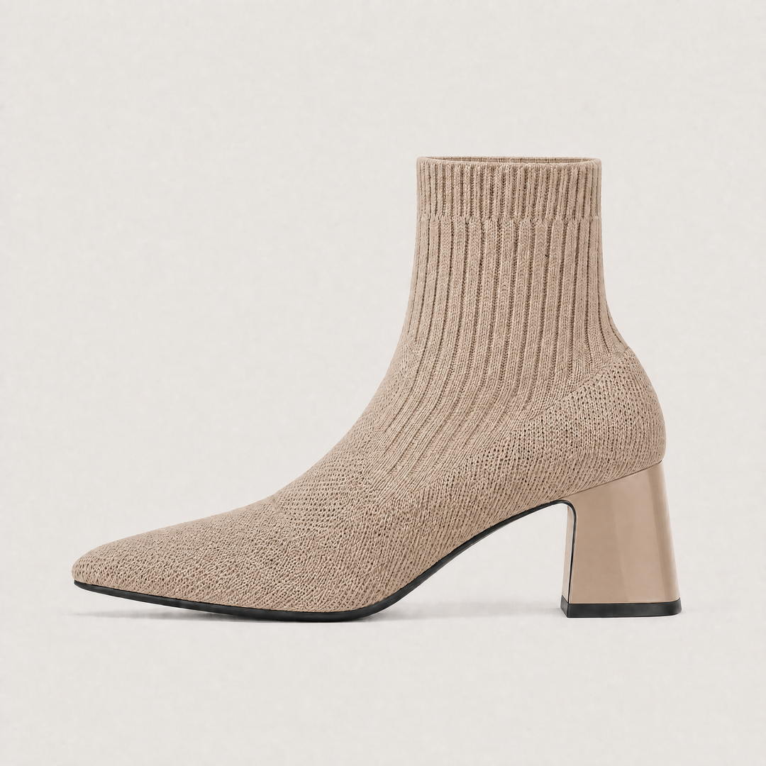 Women's Bohemian Mid-Calf Leather Slip-On Chunky Heel Boots