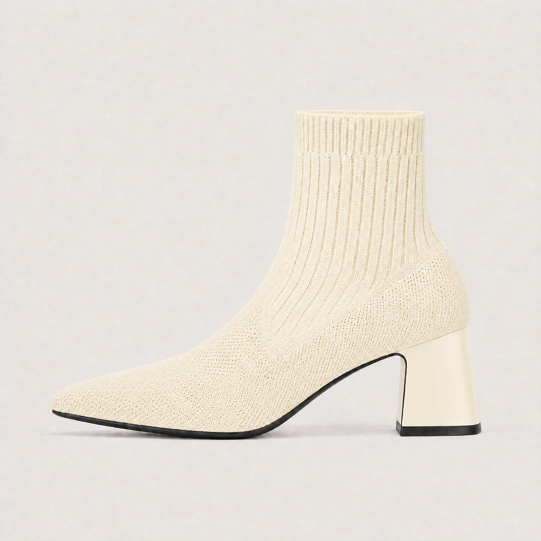 Women's Bohemian Mid-Calf Leather Slip-On Chunky Heel Boots