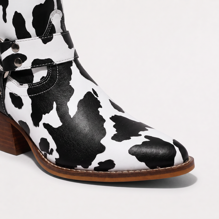 Women's Stylish Leather Block Heel Cowboy Boots