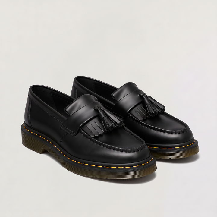 Men's Classic Leather Tassel Slip-On Loafers with Low Heel