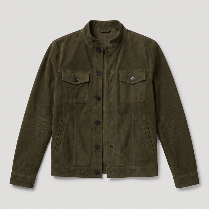 Men's Classic Suede-Look Button-Up Trucker Jacket
