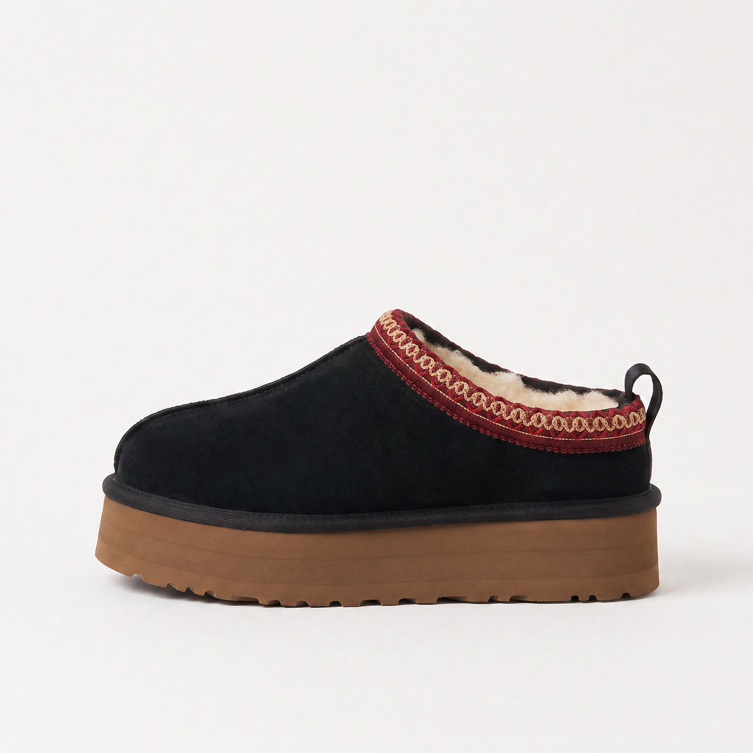 Women's Casual Borg-Lined Platform Mule Slippers