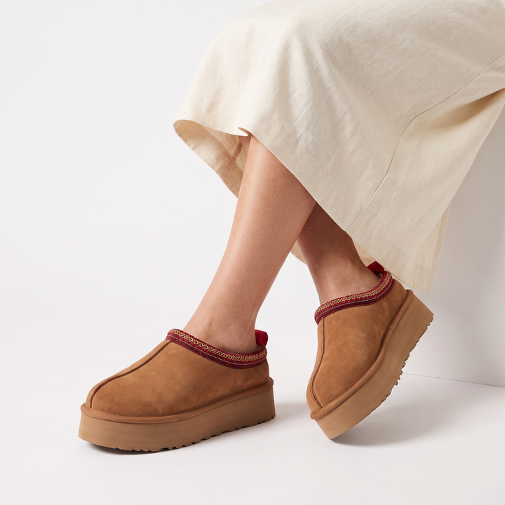 Women's Casual Borg-Lined Platform Mule Slippers
