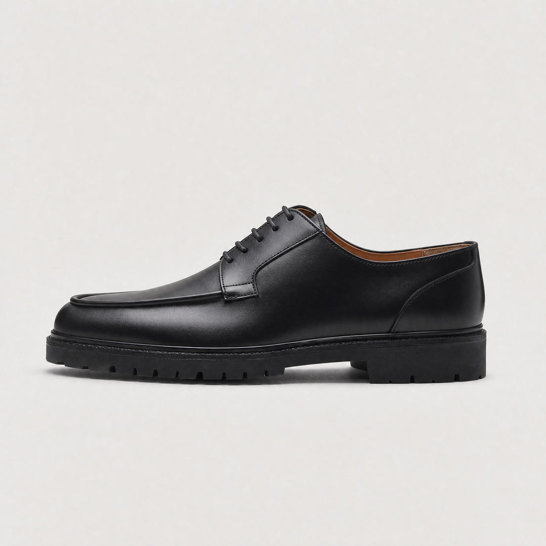 Men's Classic Leather Apron-Toe Derby Shoes