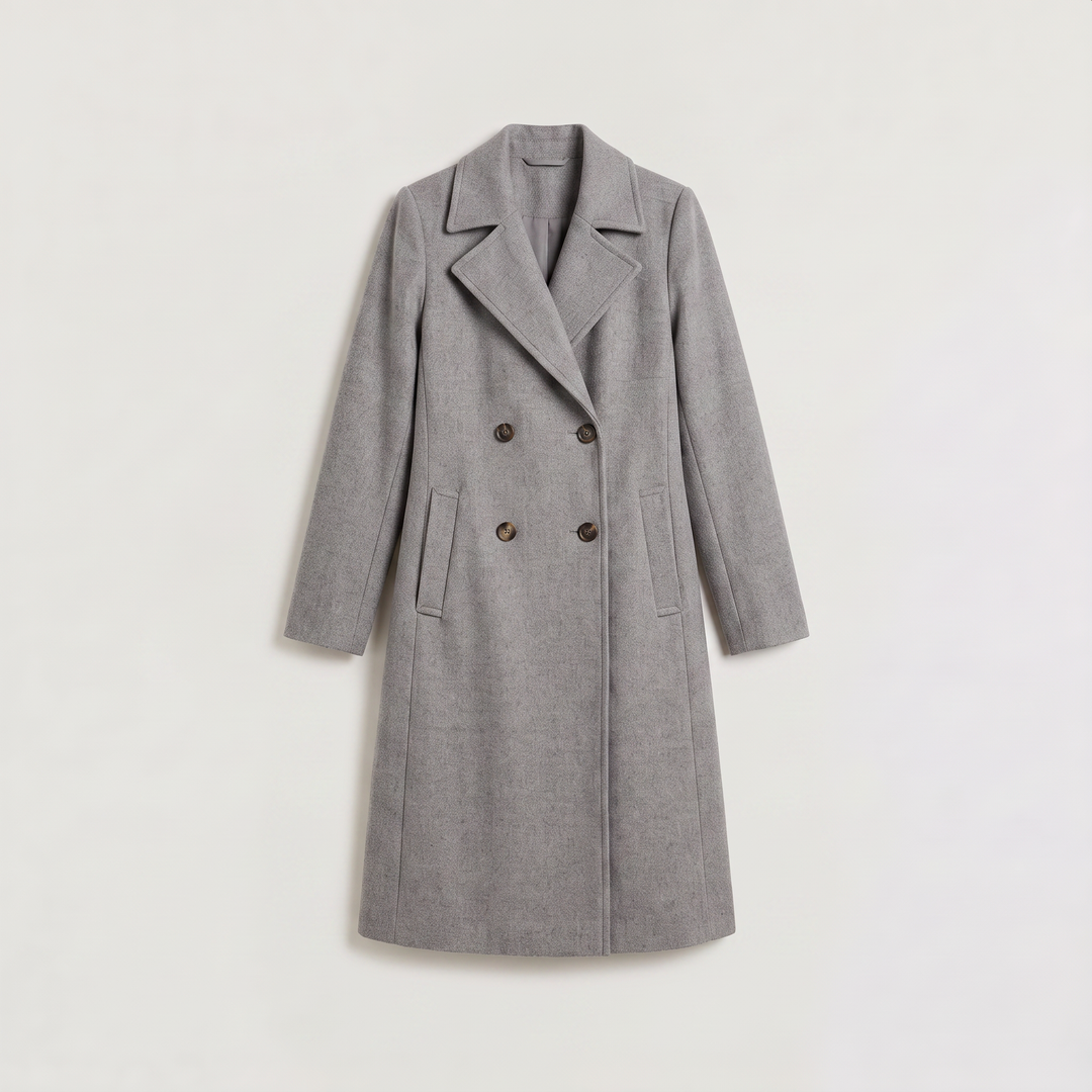 Women's Classic Wool Blend Double-Breasted Long Coat