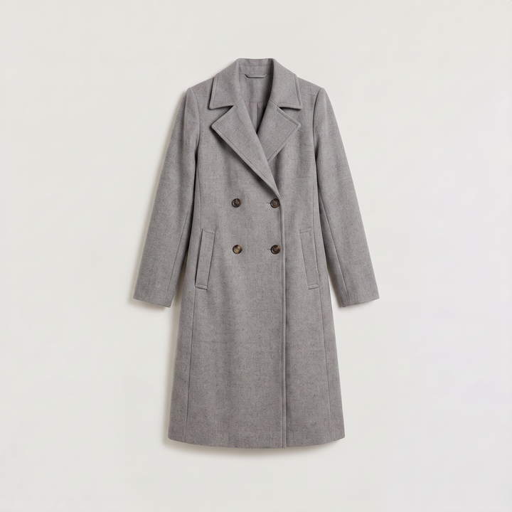 Women's Classic Wool Blend Double-Breasted Long Coat