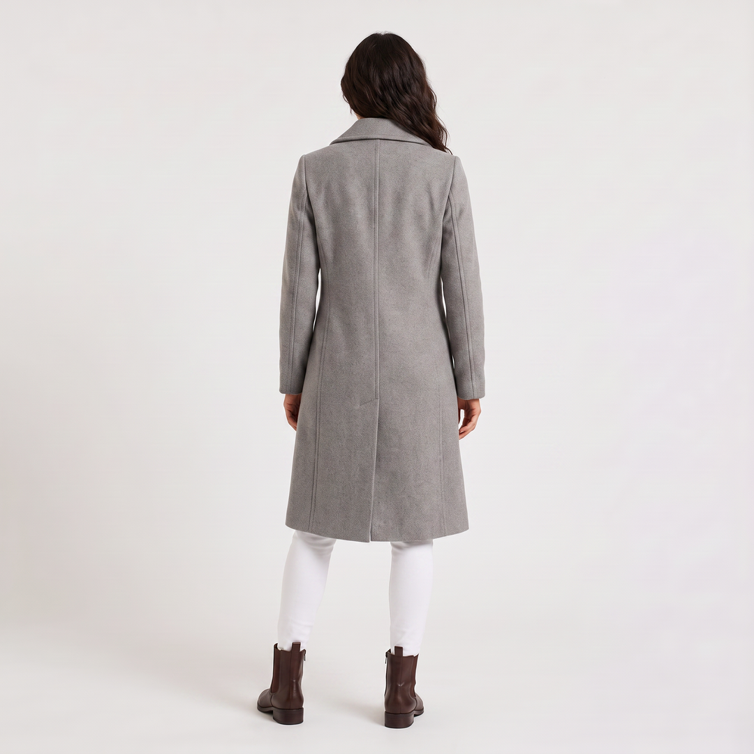 Women's Classic Wool Blend Double-Breasted Long Coat