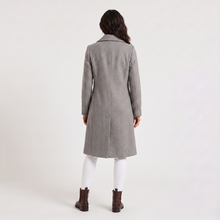 Women's Classic Wool Blend Double-Breasted Long Coat