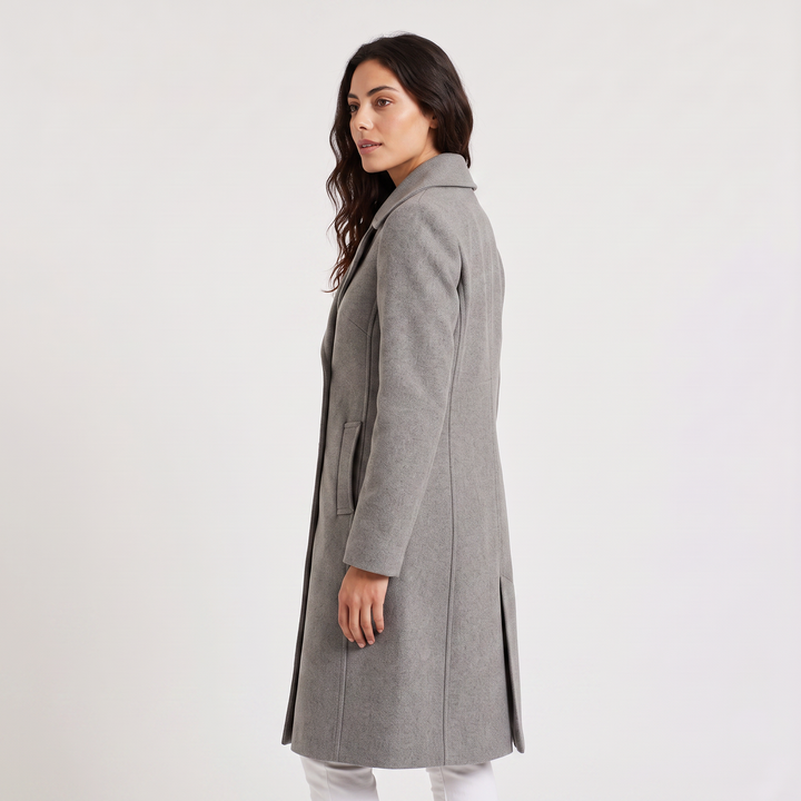 Women's Classic Wool Blend Double-Breasted Long Coat