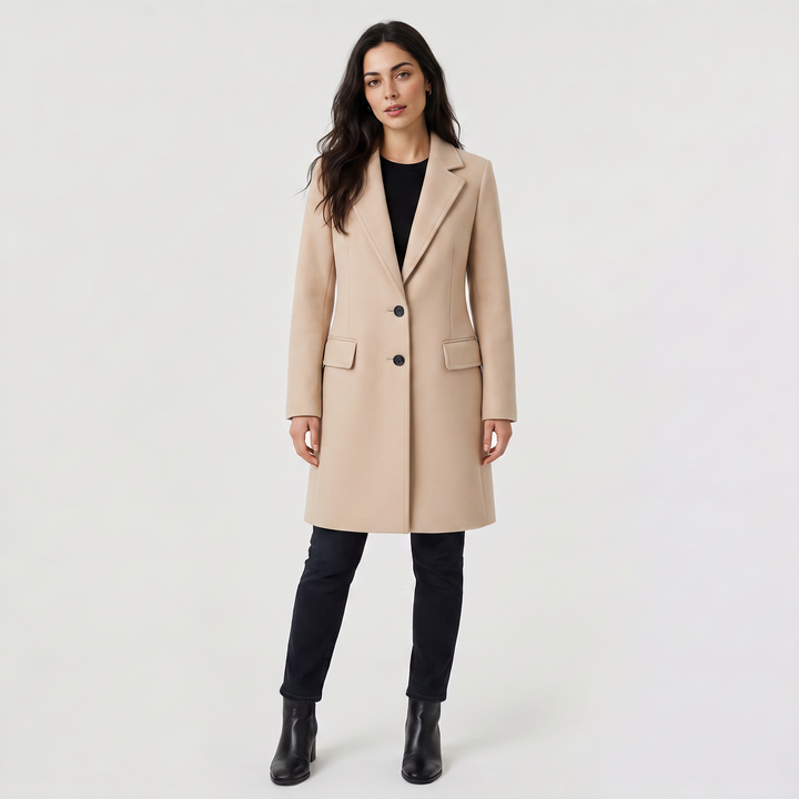 Women's Classic Wool Blend Long Single-Breasted Coat