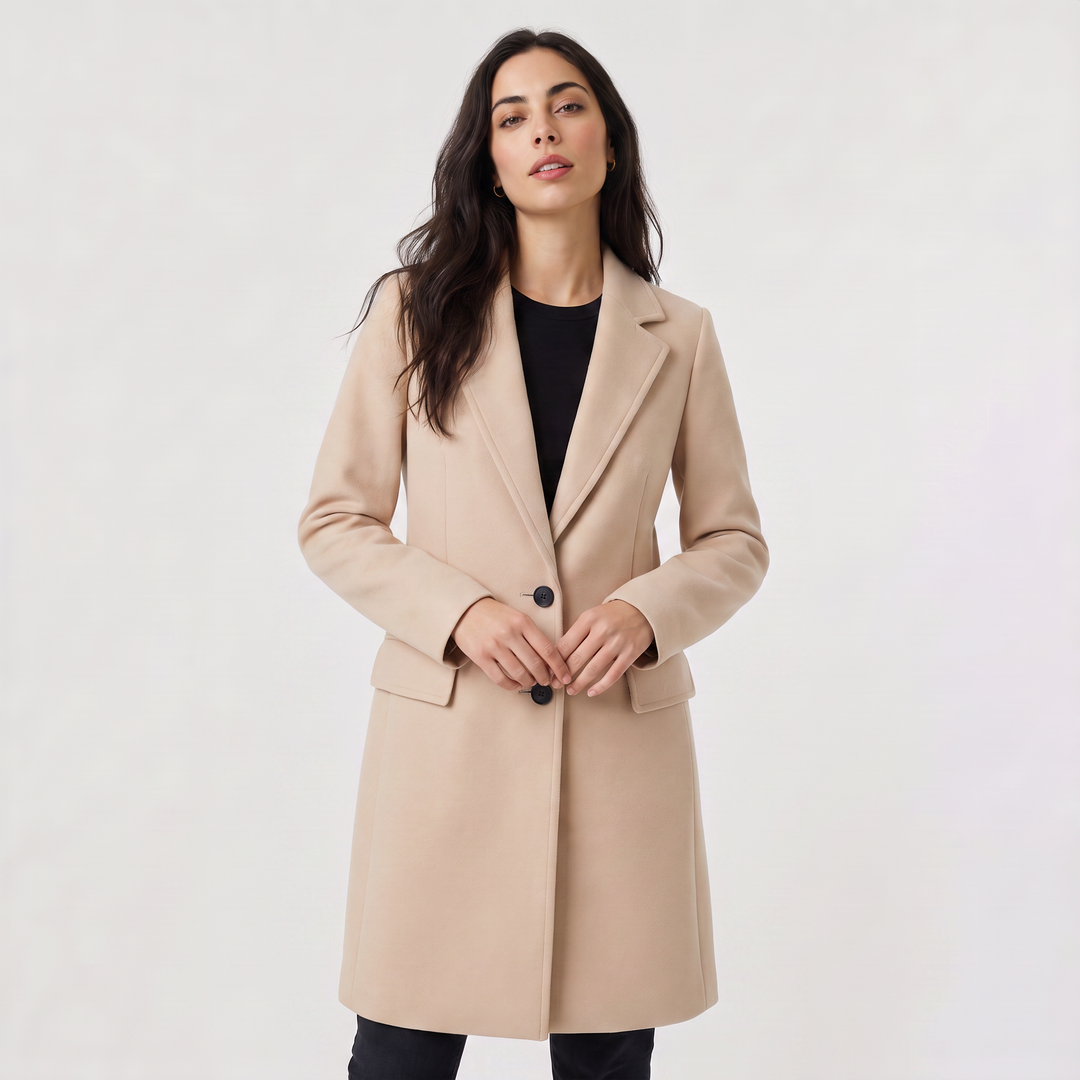 Women's Classic Wool Blend Long Single-Breasted Coat