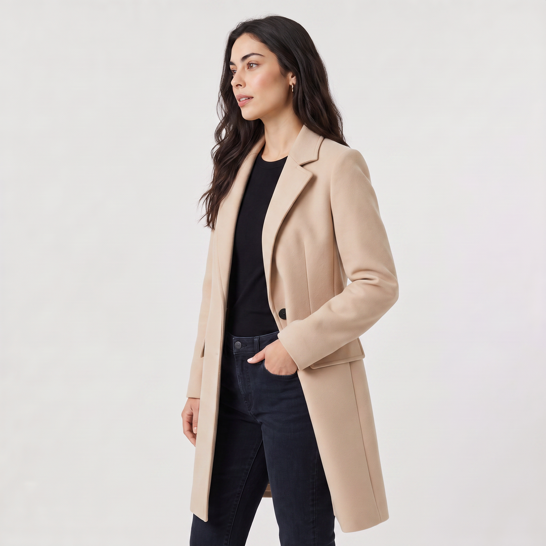 Women's Classic Wool Blend Long Single-Breasted Coat