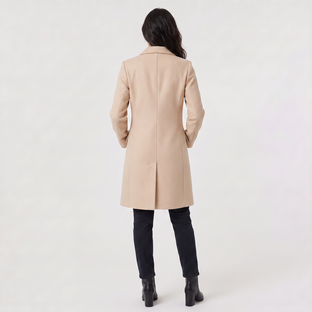 Women's Classic Wool Blend Long Single-Breasted Coat