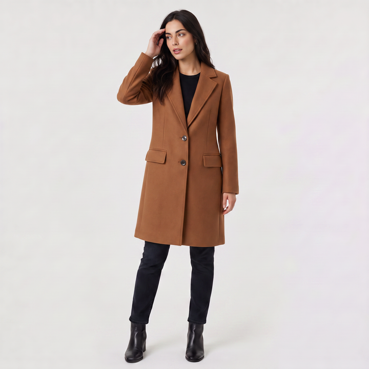 Women's Classic Wool Blend Long Single-Breasted Coat