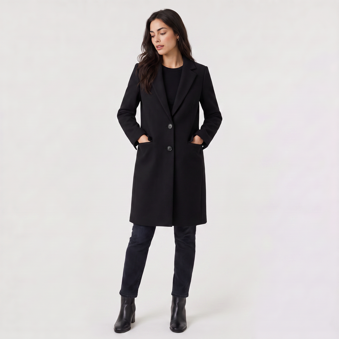 Women's Classic Wool Blend Long Single-Breasted Coat