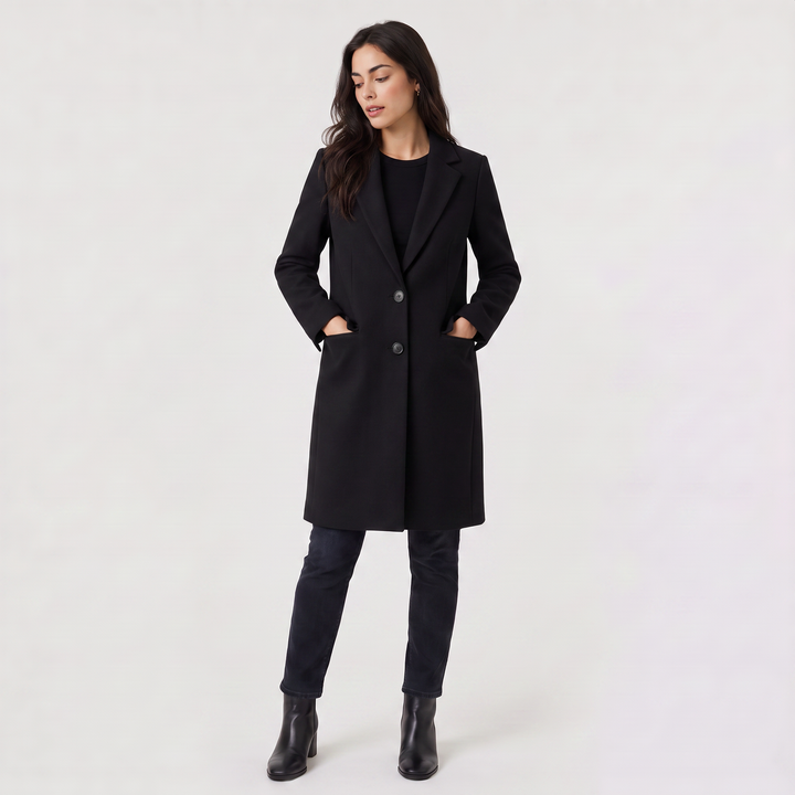 Women's Classic Wool Blend Long Single-Breasted Coat