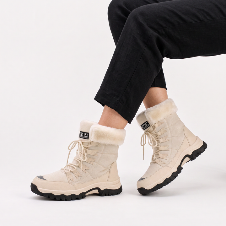 Women's Waterproof Leather Lace-Up Winter Boots