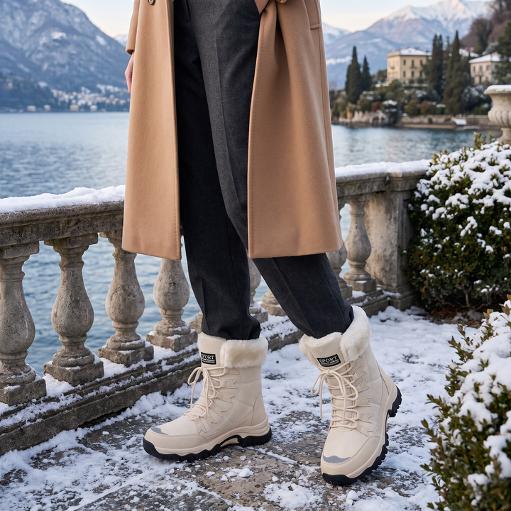 Women's Waterproof Leather Lace-Up Winter Boots