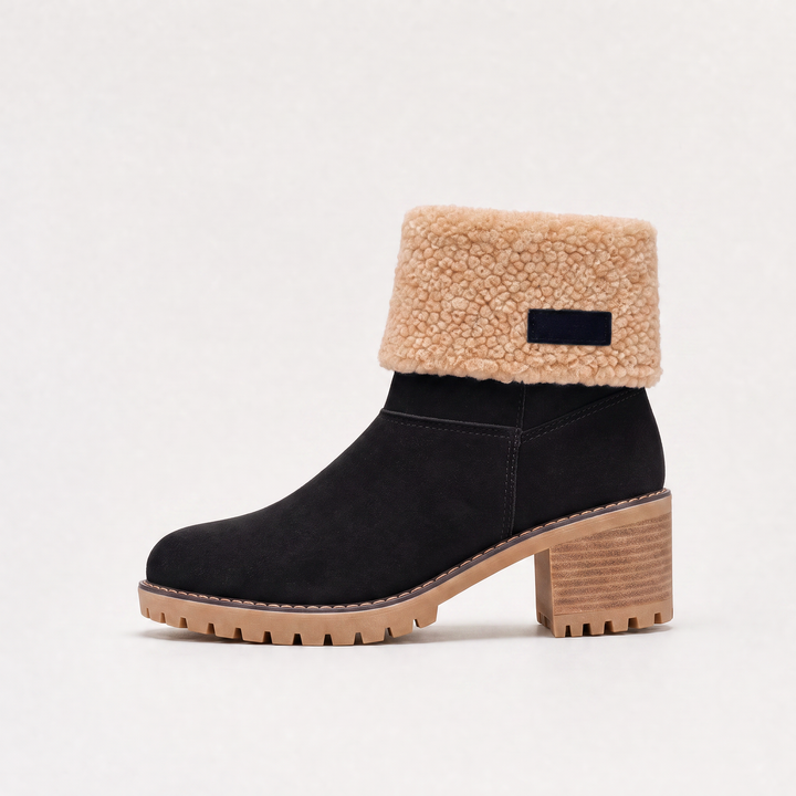 Women's Stylish Faux Fur Borg-Lined Ankle Boots