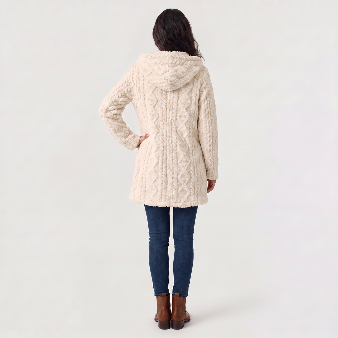 Women's Casual Hooded Teddy Fleece Cardigan