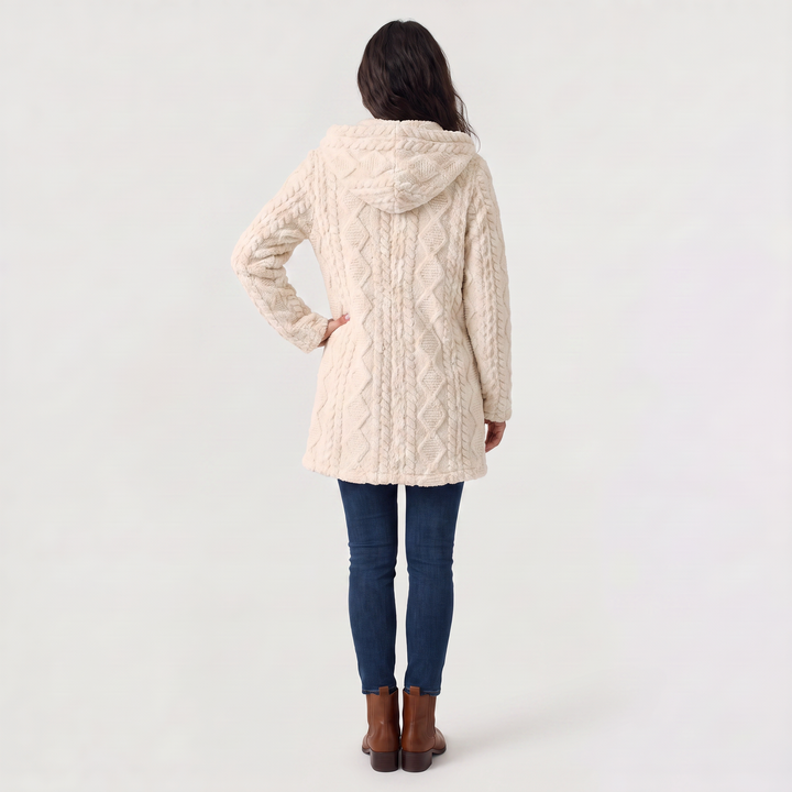 Women's Casual Hooded Teddy Fleece Cardigan