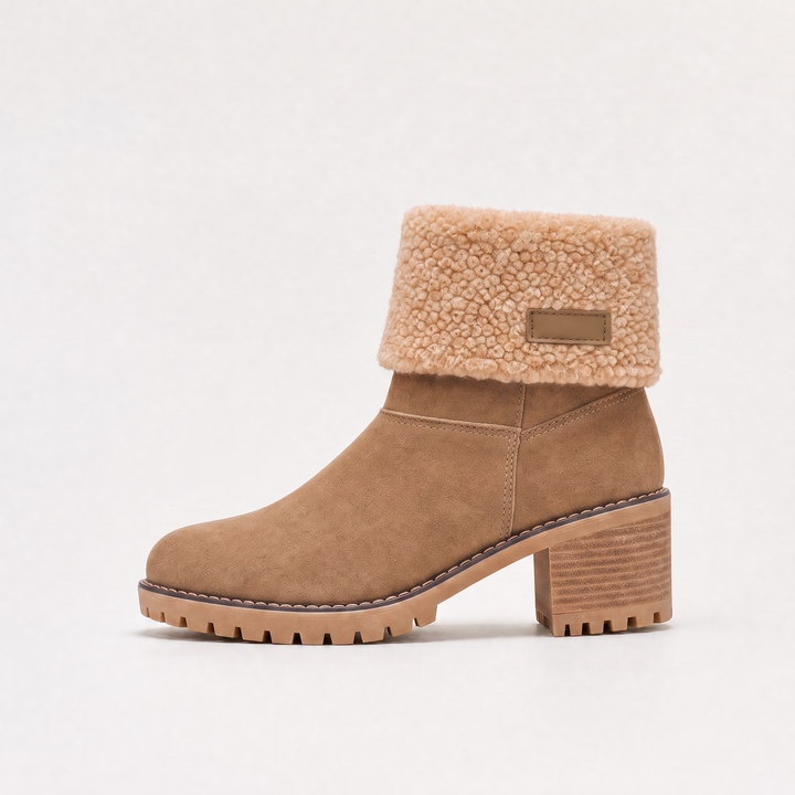 Women's Stylish Faux Fur Borg-Lined Ankle Boots