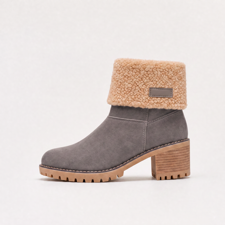 Women's Stylish Faux Fur Borg-Lined Ankle Boots