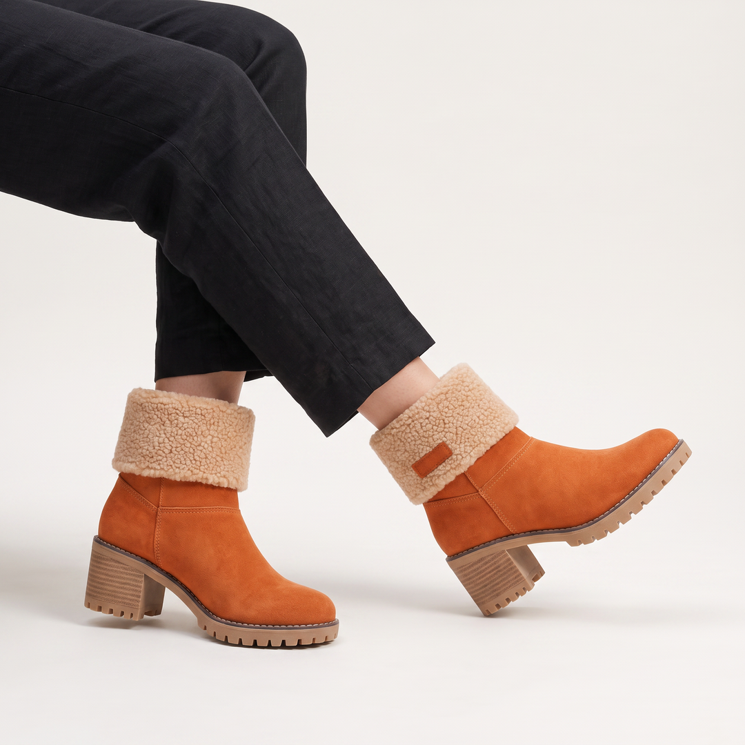 Women's Stylish Faux Fur Borg-Lined Ankle Boots