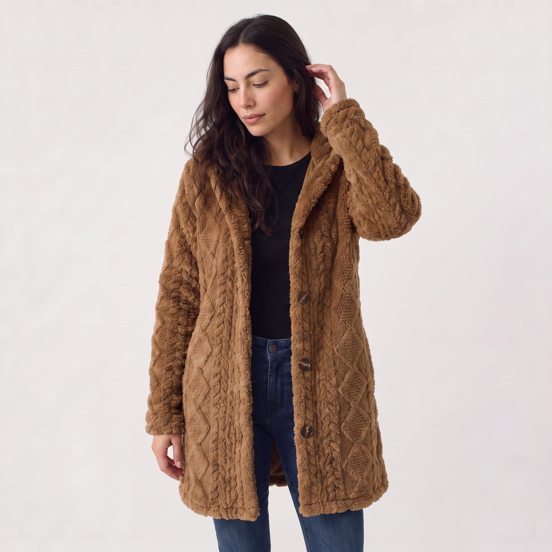 Women's Casual Hooded Teddy Fleece Cardigan