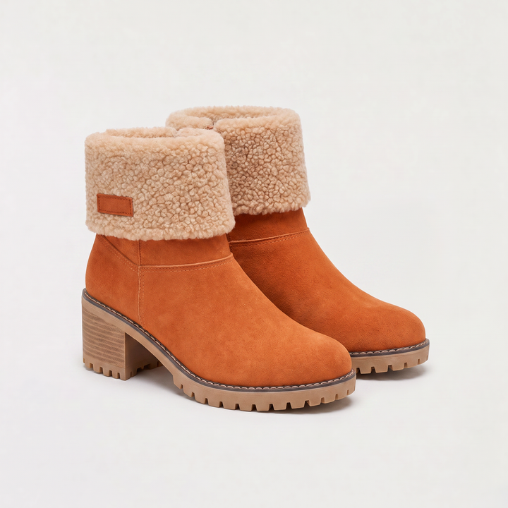 Women's Stylish Faux Fur Borg-Lined Ankle Boots