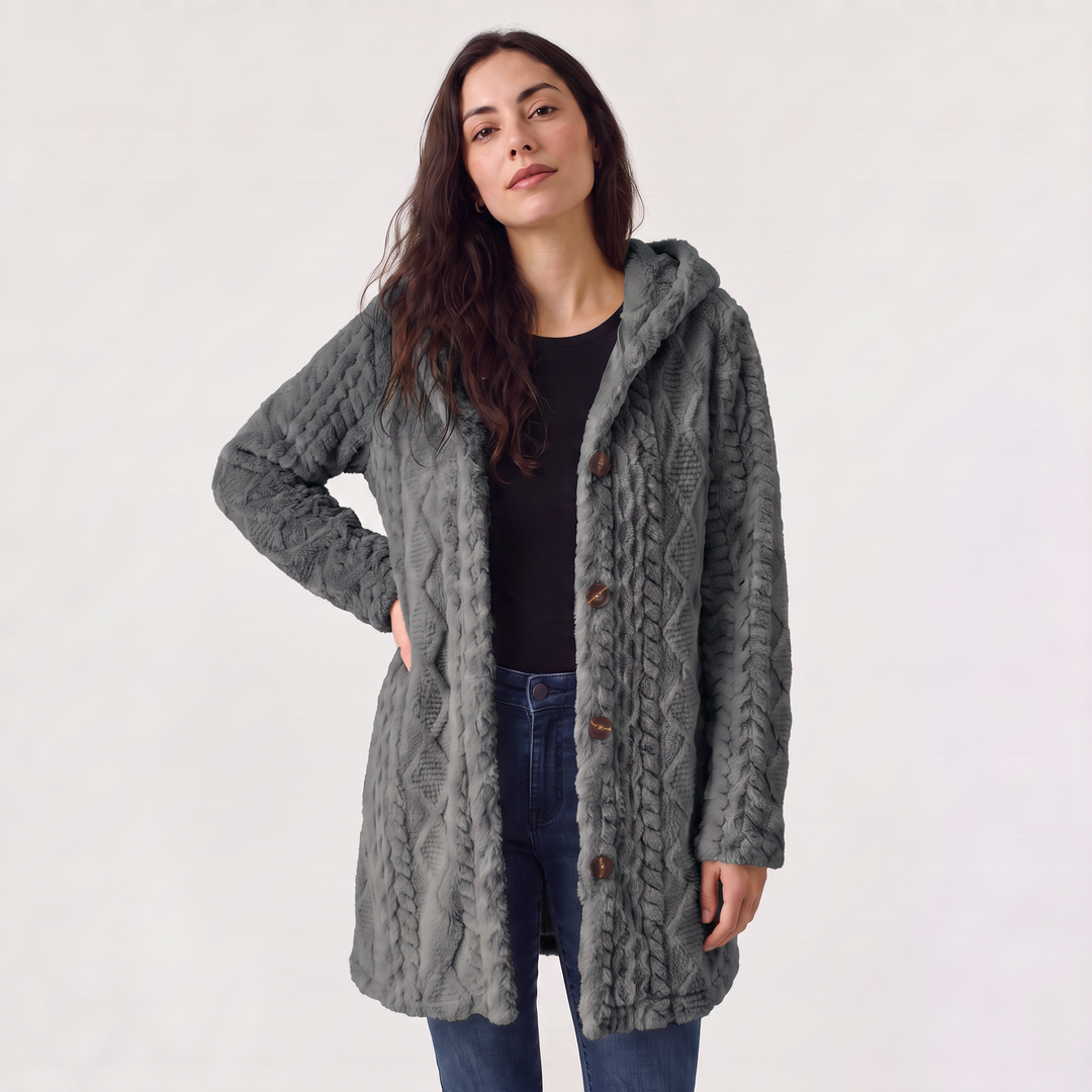 Women's Casual Hooded Teddy Fleece Cardigan