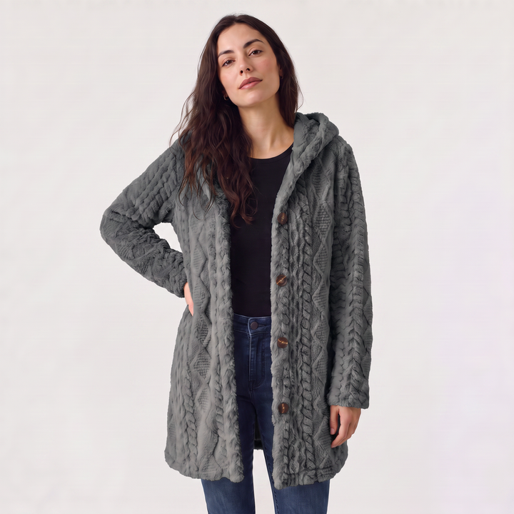 Women's Casual Hooded Teddy Fleece Cardigan