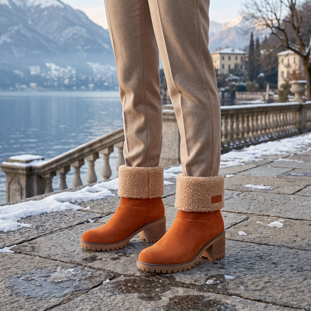 Women's Stylish Faux Fur Borg-Lined Ankle Boots