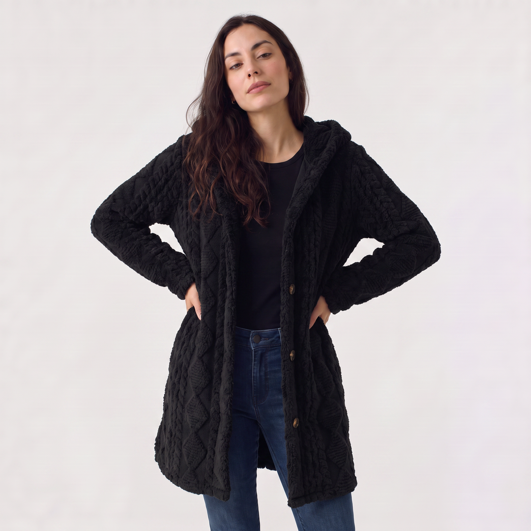 Women's Casual Hooded Teddy Fleece Cardigan
